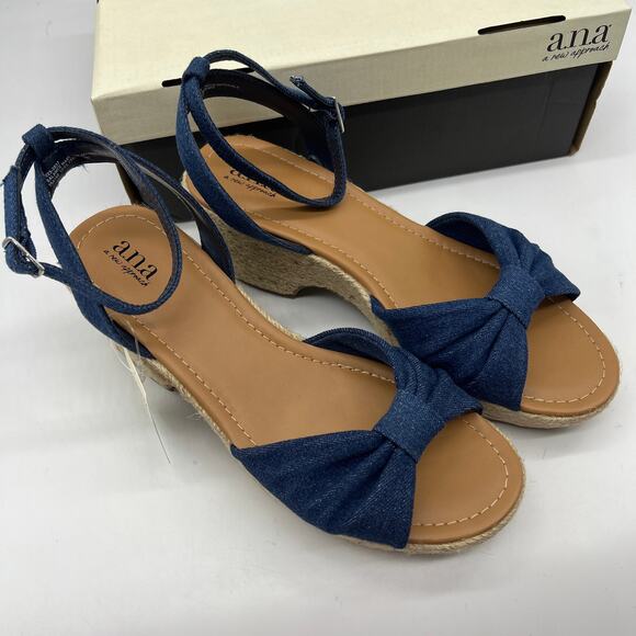a.n.a Womens Dukes Heeled Sandals Denim Blue Size 10M - Picture 2 of 12